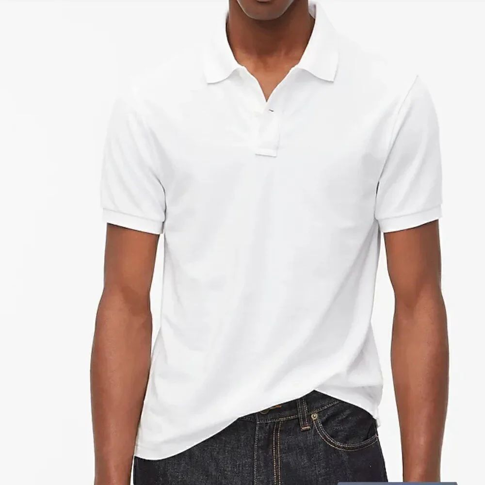 J. Crew Factory Flex piqué polo shirt in white NWT